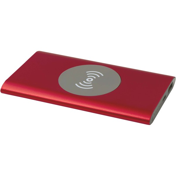 Juice 4000 mAh Type-C recycled aluminium wireless power bank - Red