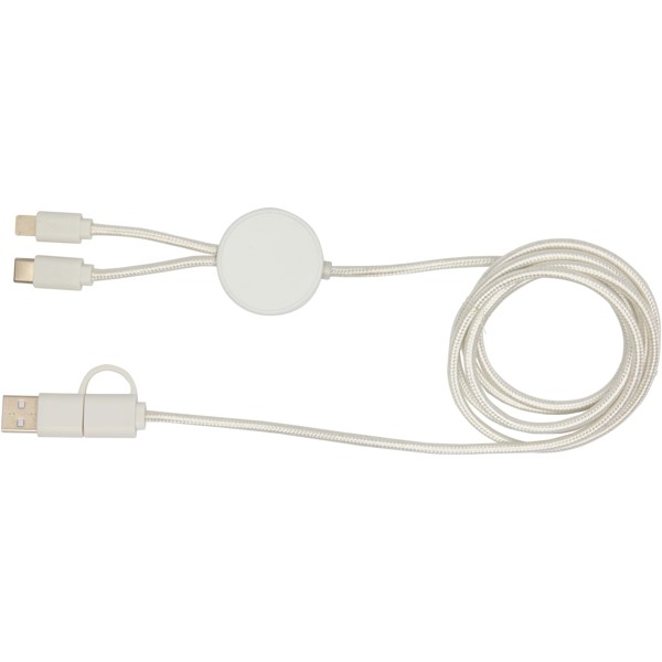 Citala 5-in-1 recycled plastic 150 cm data sync and 27W fast charge cable - White