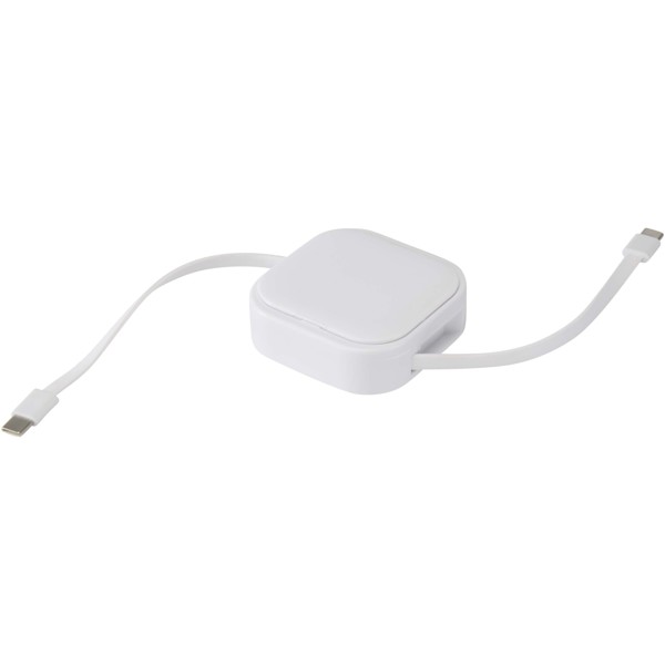 Gloas 5-in-1 recycled retractable data sync and 100W fast charge cable with smartphone tool kit - White