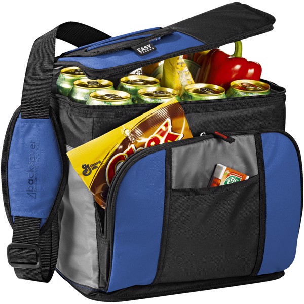 Easy-access 24-can cooler bag - Royal blue / Solid black / Grey