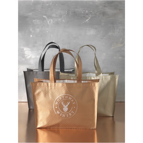 Alloy laminated non-woven shopping tote bag - Steel grey
