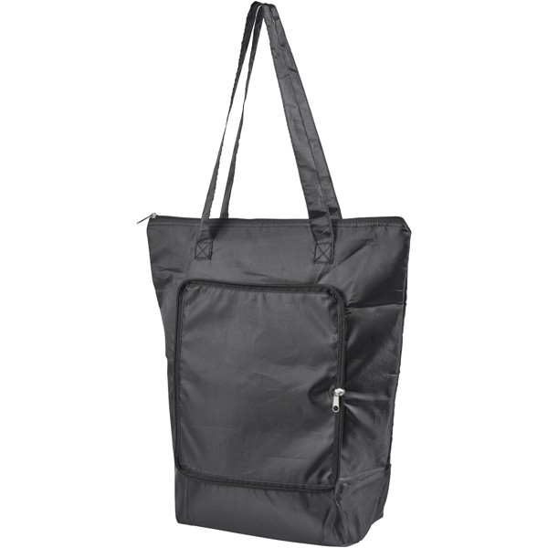 Cool-down zippered foldable cooler tote bag - Solid black