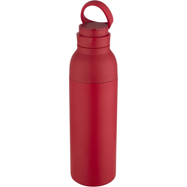Illuminate 650 ml RCS recycled stainlesss steel double wall insulated water bottle - Red