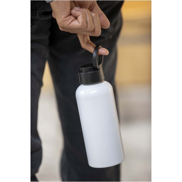 Trinity 600 ml RCS certified recycled aluminium water bottle with RPET lid - White