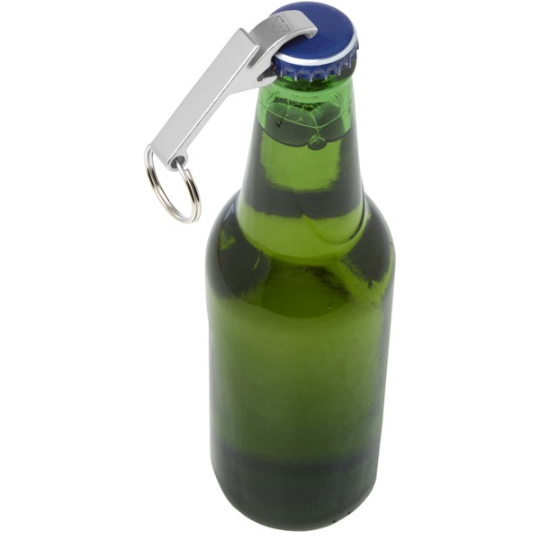 Tao RCS recycled aluminium bottle and can opener with keychain - Silver