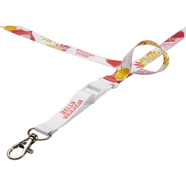 Balta sublimation lanyard with safety breakaway and buckle - White / White / 25mm