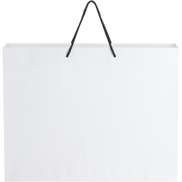 Handmade 170 g/m2 integra paper bag with plastic cord handles - 45 x 10 x 35 cm - White / Black