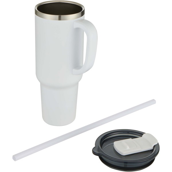Sydney 1200 ml double wall RCS certified copper vacuum insulated tumbler with straw - White