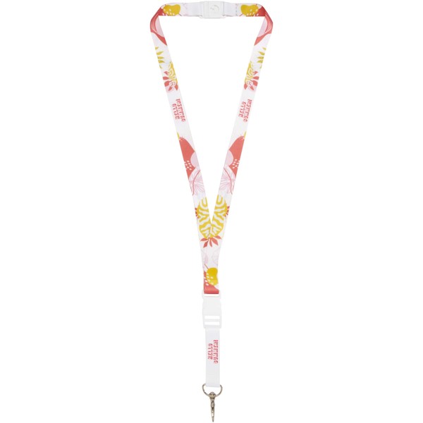 Balta sublimation lanyard with safety breakaway and buckle - White / White / 25mm