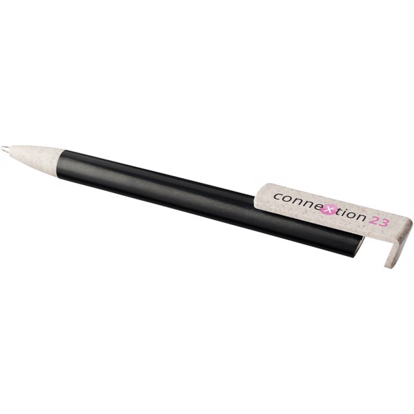 Medan wheat straw ballpoint pen and phone holder - Solid black