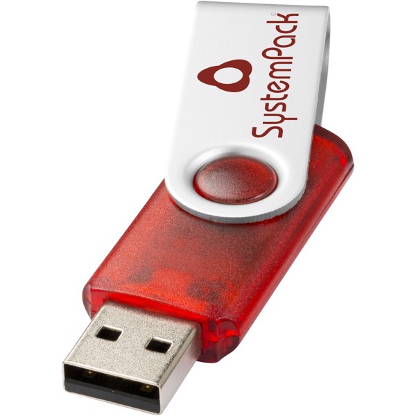 USB disk Rotate-translucent, 4 GB - Červená s efektem námrazy