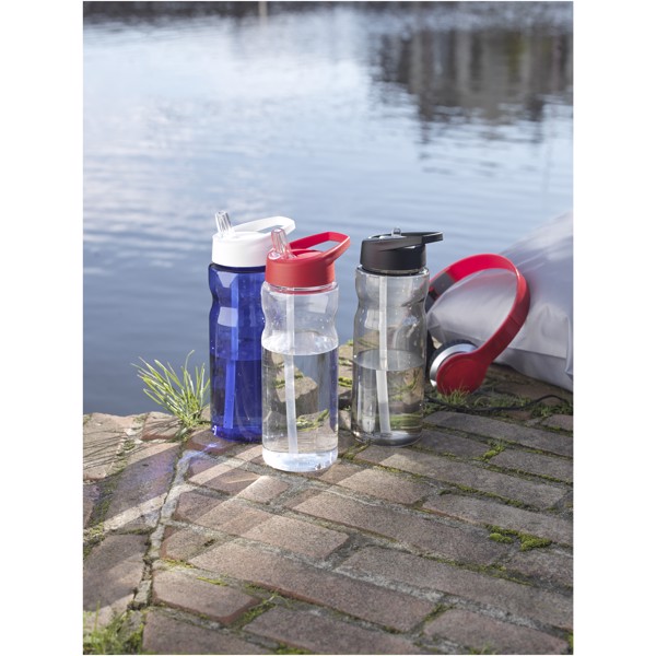 Sportovní láhev s víčkem s hubičkou H2O Base® 650 ml - Průhledná / Červená s efektem námrazy