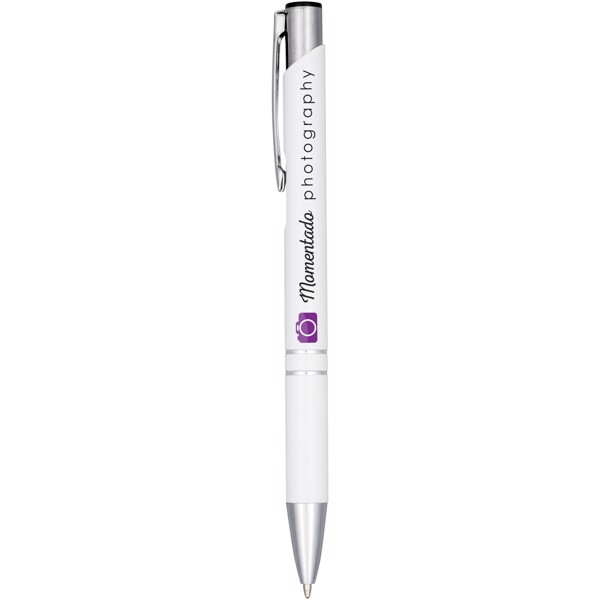 Moneta anodized aluminium click ballpoint pen (blue ink) - White