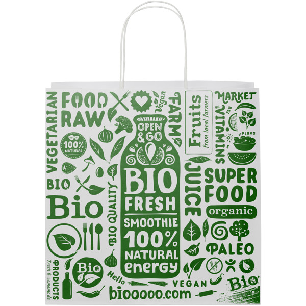 Kraft 120 g/m2 paper bag with twisted handles - X large - White