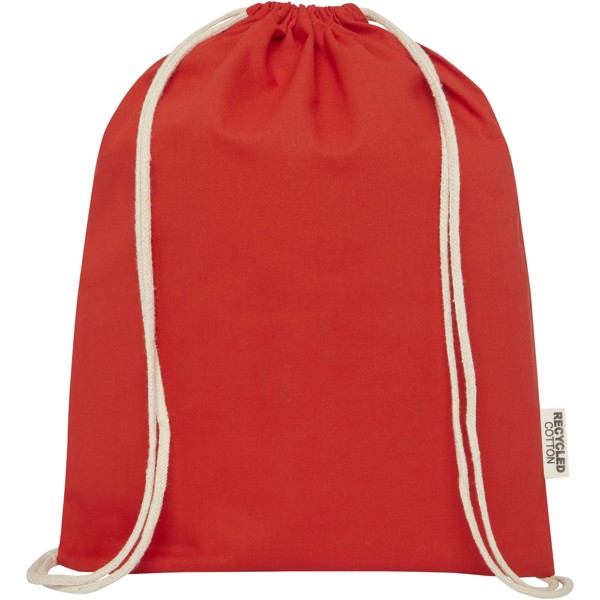 Oregon 140 g/m² GRS recycled cotton drawstring bag - Red