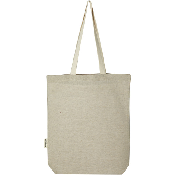 Pheebs 150 g/m² recycled cotton tote bag with front pocket 9L - Natural / Heather Black