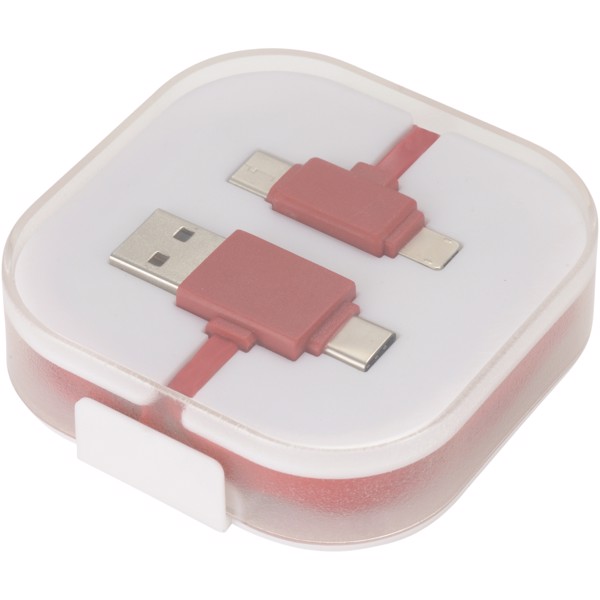 Nabíjecí kabel Colour-Pop s pouzdrem - Červená s efektem námrazy