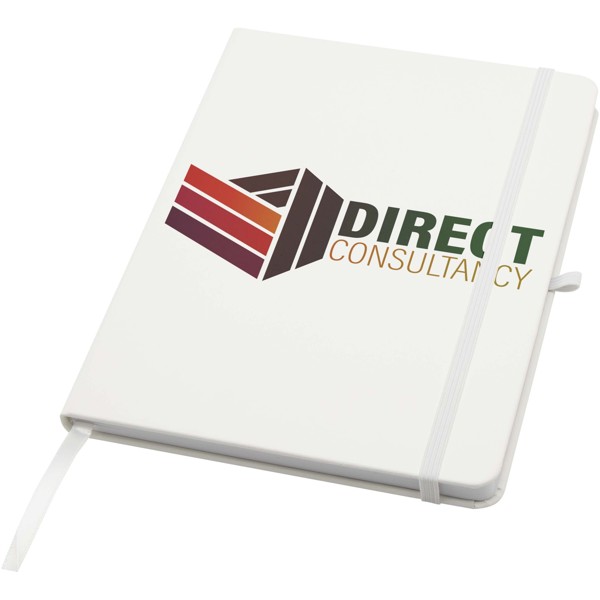 Teak A5 recycled hard cover notebook with lined pages - White