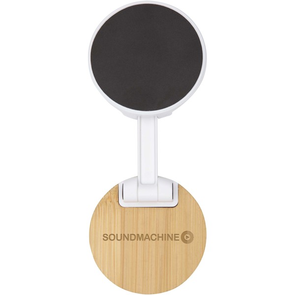 Alcor recycled plastic foldeable magnetic phone stand with bamboo details - White