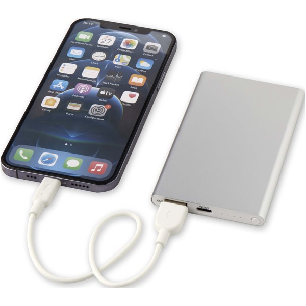 Pep 4000 mAh Type-C recycled aluminium power bank - Silver