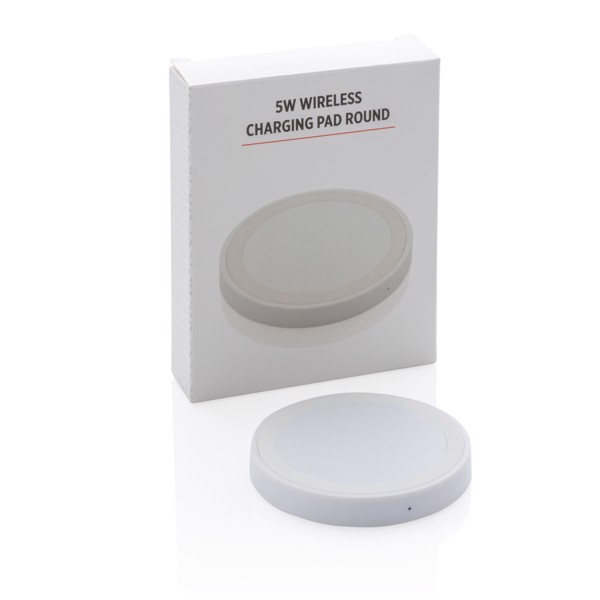 5W wireless charging pad round - White