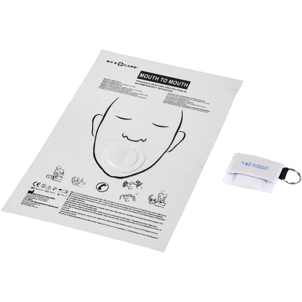 Henrik mouth-to-mouth shield in polyester pouch - White