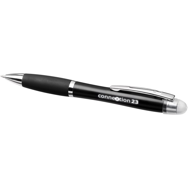 Nash light-up black barrel and grip ballpoint pen - White