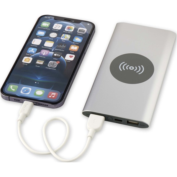 Juice 8000 mAh Type-C recycled aluminium wireless power bank - Silver