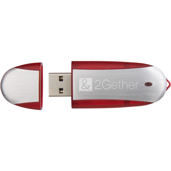 Oval USB - Červená s efektem námrazy / Stříbrný / 32GB
