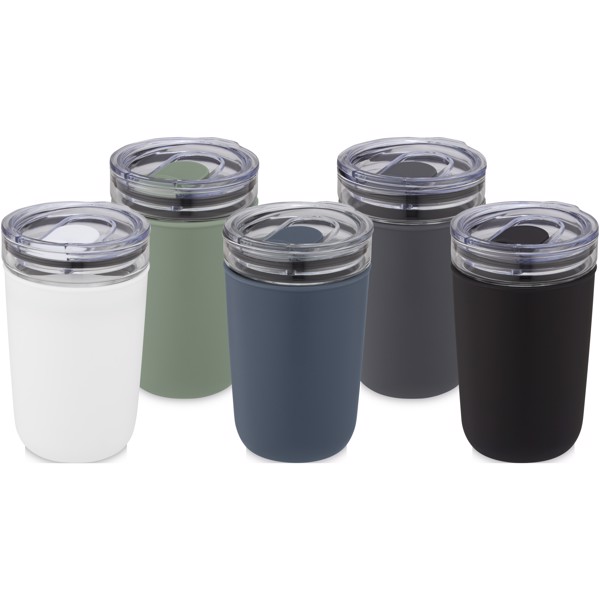 Bello 420 ml glass tumbler with recycled plastic outer wall - White
