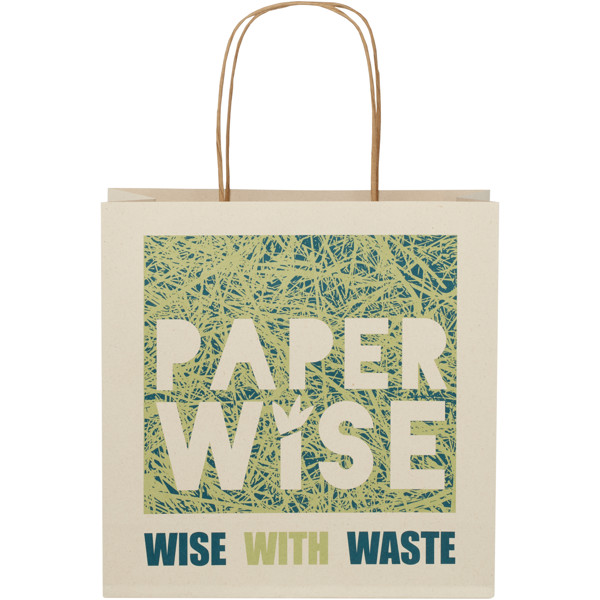 Agricultural waste 150 g/m2 paper bag with twisted handles - 24 x 9 x 24 cm
