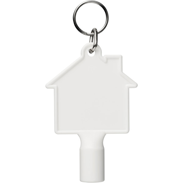 Maximilian house-shaped recycled utility key keychain - White