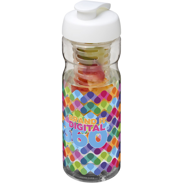 H2O Active® Base Bidón deportivo e infusor con Tapa Flip de 650 ml - Transparente / Blanco