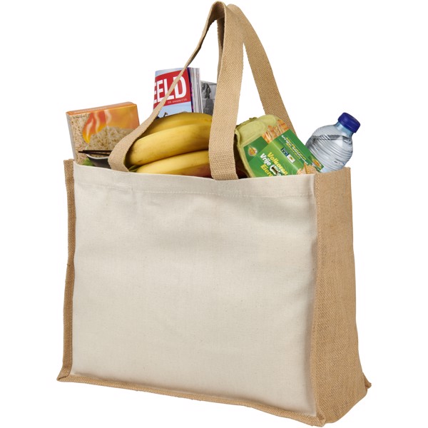 Varai 320 g/m² canvas and jute shopping tote bag 23L - Natural / Natural