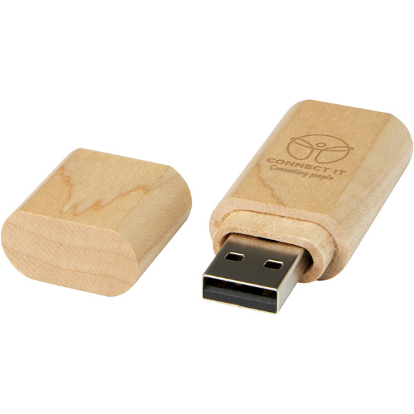 Wooden USB 2.0 with keyring - Light Brown / 2GB