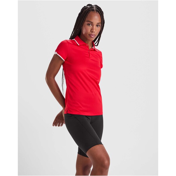 Tamil short sleeve women's sports polo - Red / White / roly-XL