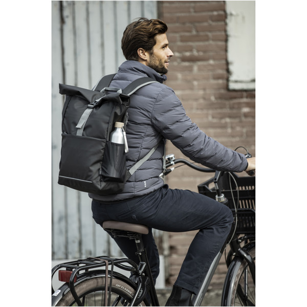 Aqua 15\" GRS recycled water resistant roll-top bike bag 20L