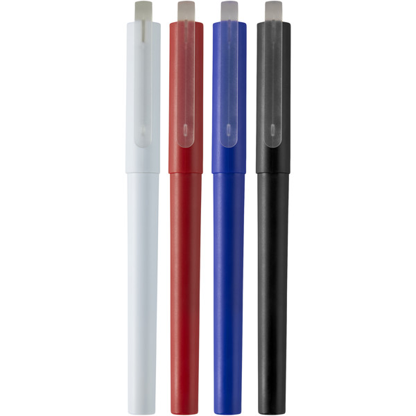 Mauna recycled PET gel rollerball pen (black ink) - White