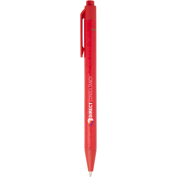Chartik monochromatic recycled paper ballpoint pen with matte finish (black ink) - Red