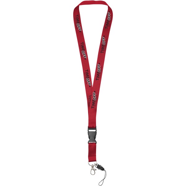 Lanyard con hebilla separable y enganche para móvil "Sagan" - Rojo