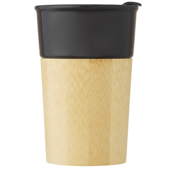 Pereira 320 ml porcelain mug with bamboo outer wall - Shiny Black