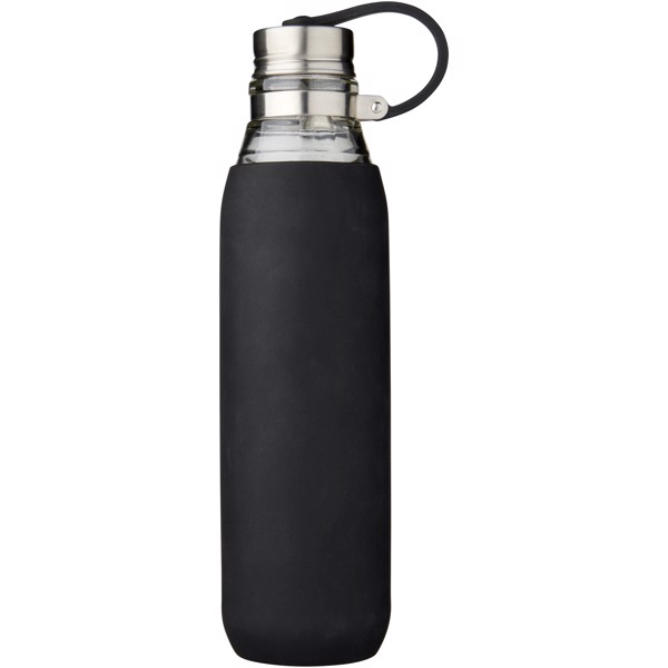 Oasis 650 ml glass sport bottle - Solid black
