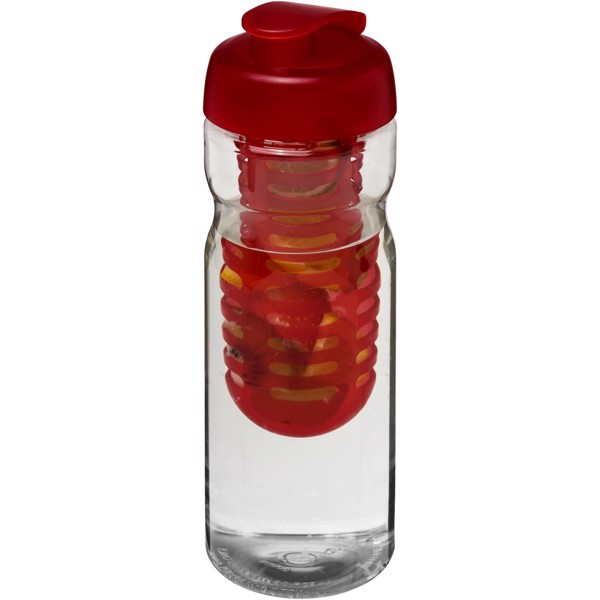 Sportovní láhev s infuzérema vyklápěcím víčkem H2O Base® 650 ml - Průhledná / Červená s efektem námrazy
