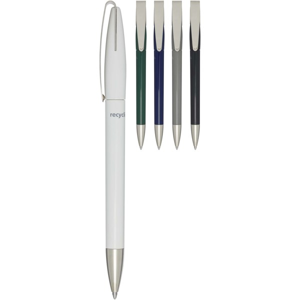 Ana recycled plastic ballpoint pen (blue ink) - White