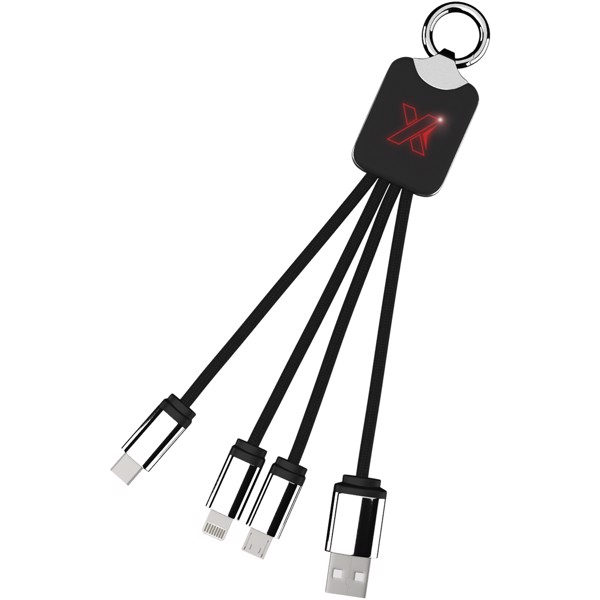 Světelný kabel se čtyřmi konektory SCX.design C15 - Černá / Červená s efektem námrazy