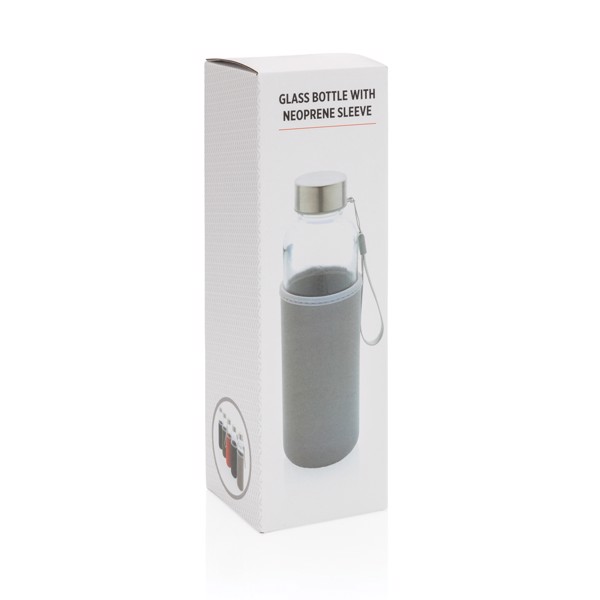 Glass bottle with neoprene sleeve - Grey