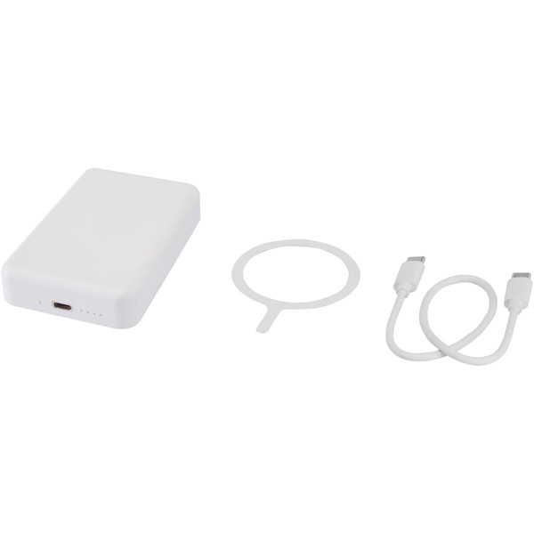 Acrab 10.000 mAh 15W magnetic wireless power bank with 20W PD - made from recycled plastic - White