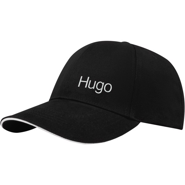 Topaz 6 panel GRS recycled sandwich cap - Solid black