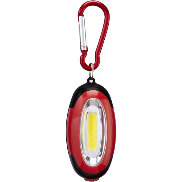 Llavero mosquetón con luz COB "Atria" - Rojo / Negro intenso