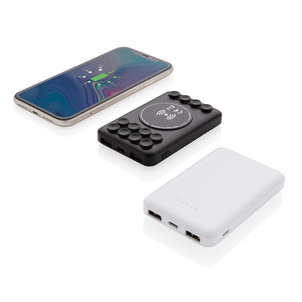 5.000 mAh wireless charging pocket powerbank - White